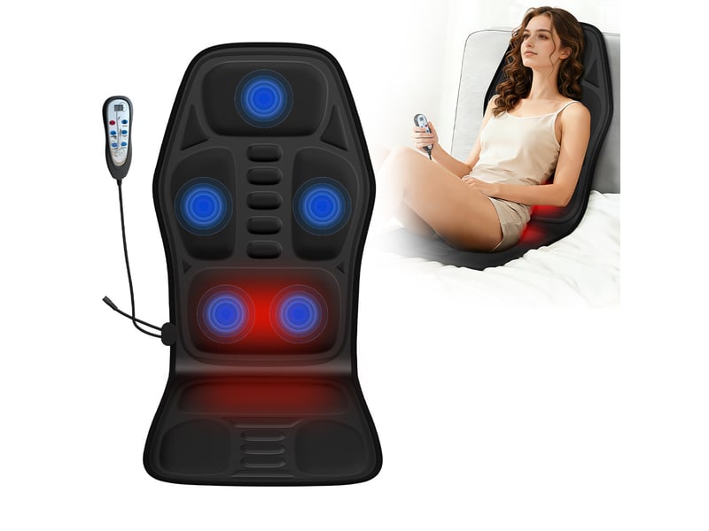 Coussin de massage électrique 115x50 cm – noir – 5 zones vibrantes, chauffage intégré et commande filaire - Conforama A