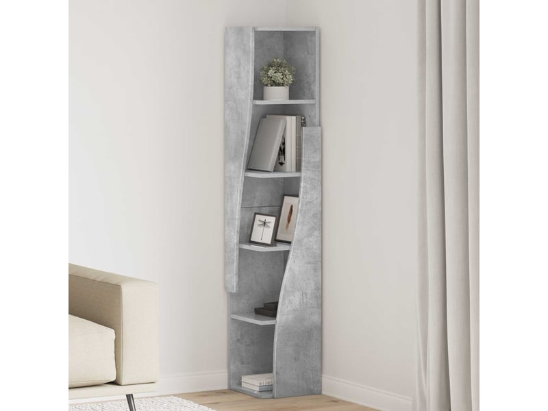  Meuble d'angle, meuble de rangement salon 27,5x27x140cm bois d'ingénierie gris béton  - Conforama B