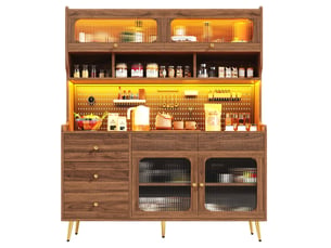 Buffet 4 porte(s) 5 tiroir(s) MEUBLIV - 144.9 cm coloris bois foncé