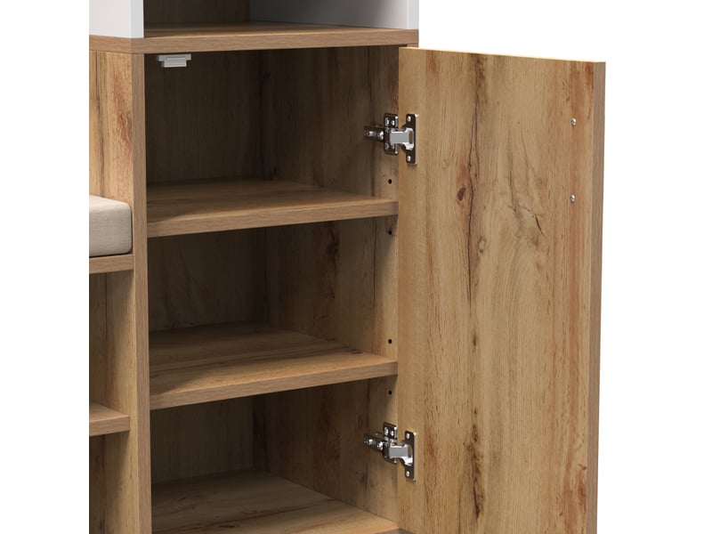  Vestiaire d'entrée avec miroir meuble à chaussures et banc 105x40x190,5 cm  - Conforama D