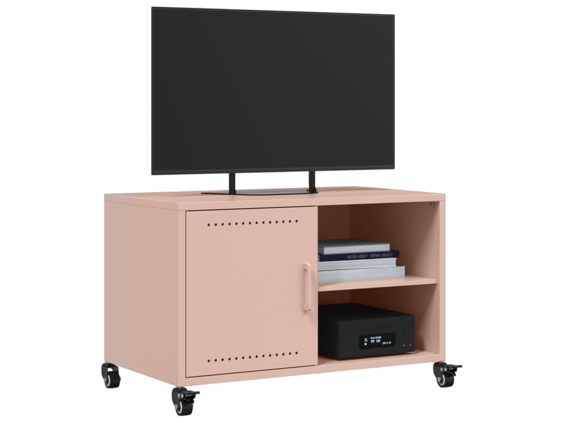  Meuble tv - banc tv - meuble de rangement rose 68x39x43,5 cm acier  - Conforama D