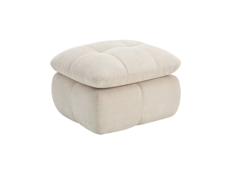  Pouf repose-pieds - 72 x 63 x 50 cm - ottoman en tissu chenille avec coussin moelleux - beige  - Conforama A