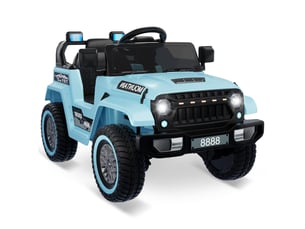 Voiture électrique pour enfant 12 v, télécommande parentale, 2 moteurs, 6,5 kmh, led, ceinture de sécurité – bleu