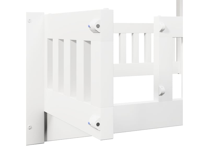  Lit superposé, 90x200 et 140x200 cm, avec barrières de sécurité pour les couchages supérieur et inférieur, escalier avec rangements, blanc  - Conforama E