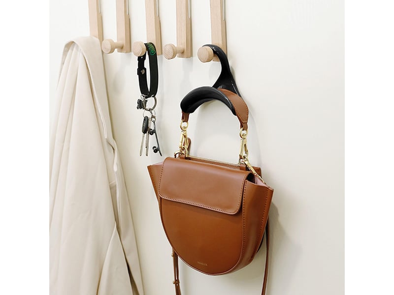  Crochet pour sac à main, 8 pièces support rangement, accroche sacs pour tringle à vêtements, organiseur pour sacs, écharpes et cravates, noir  - Conforama B