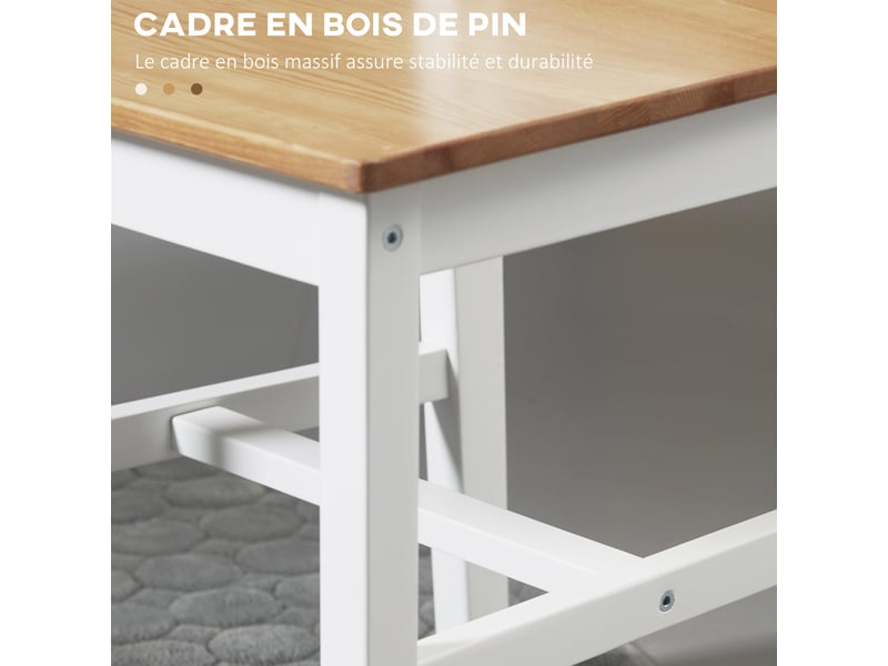  Lot de 4 chaises de salle à manger en bois massif chaise de cuisine esprit campagne dossier blanc croisé et chêne  - Conforama R