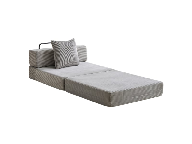  Canapé convertible sol, canapé lit pliable, avec soutien à la dossier en oreiller et accoudoirs, lit une personne confortable, tissu velours, pour salon et chambre, gris clair  - Conforama D