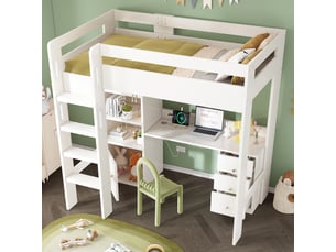Lit mezzanine 90x200 cm <strong></strong>  <strong></strong> coloris blanc