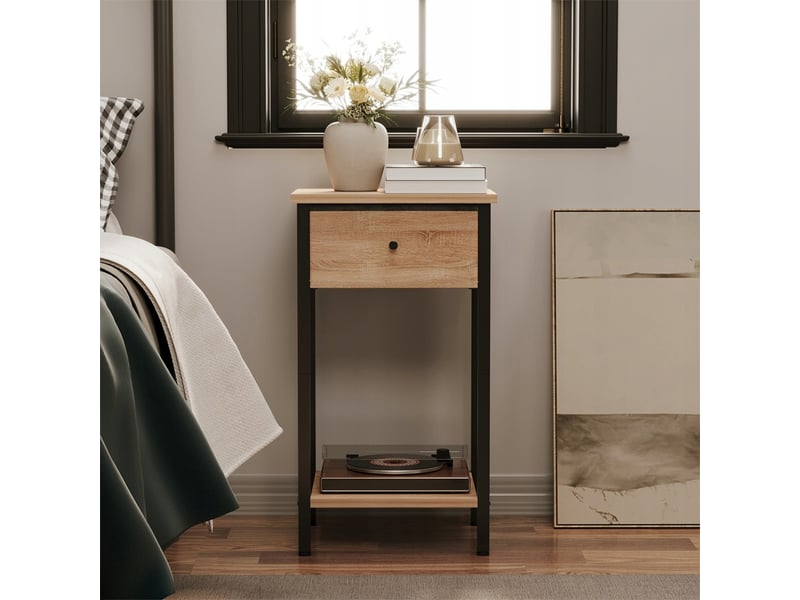  Table de chevet, commode et étagère, style industriel loft marron clair  - Conforama D