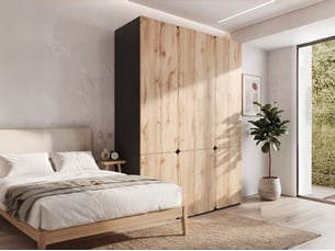 Armoire 6 porte(s) battante 6 tiroir(s) <strong>LEYTN</strong> <strong></strong> coloris naturel largeur 180 cm