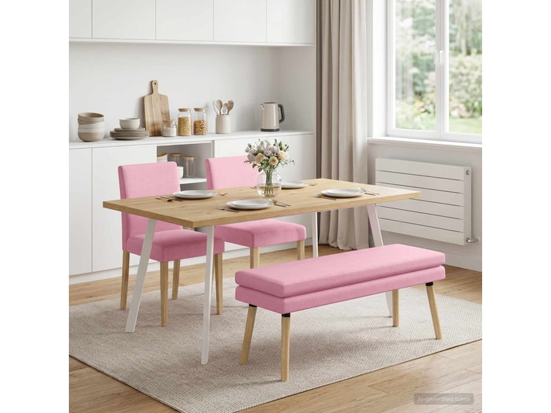  Banc chambre, bout de lit à double couche rose 110x40x47 cm tissu  - Conforama B