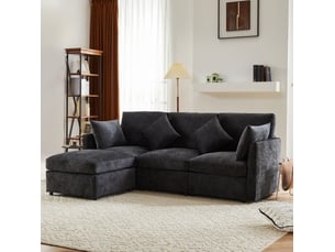 Canapé d'angle réversible fixe MODENVIE 4 places Tissu gris