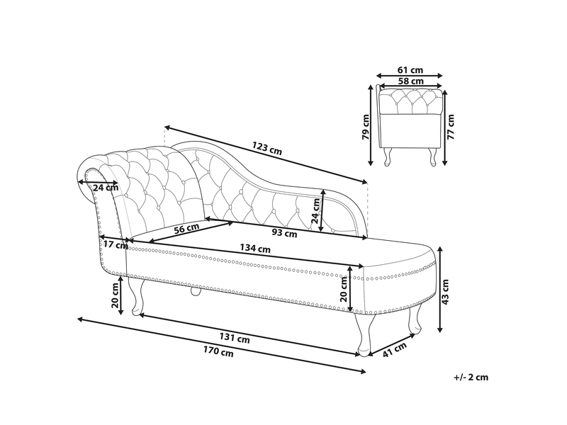  Chaise longue côté gauche nimes velours vert menthe  - Conforama C