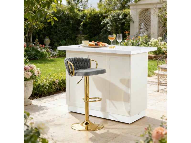  Tabouret de bar réglable,49,5x50,5x77-98 cm,pivotant,velours,gris foncé  - Conforama B