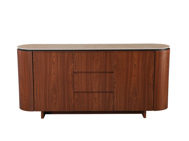 Buffet 2 portes y 3 tiroirs panneau de fibres de bois composite noyer céramique - Conforama A