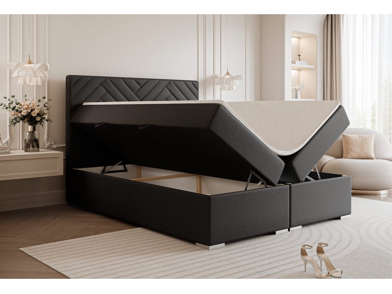  Lit coffre nerea - 160x200 cm - avec matelas et surmatelas - éco-cuir - noir NEREA - Conforama C