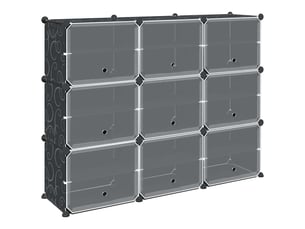 Cubes de rangement 9 pcs avec portes noir pp shl9755
