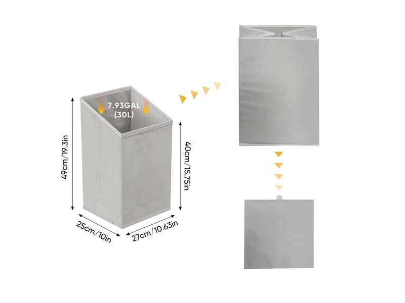  Panier à linge basculant 66x35x67 cm avec 2 paniers amovibles, rangement salle de bain, mdf décor chêne  - Conforama D