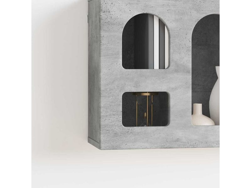  Armoire suspendue, meuble de rangement avec étagère elst gris béton 60x20x40 cm  - Conforama D