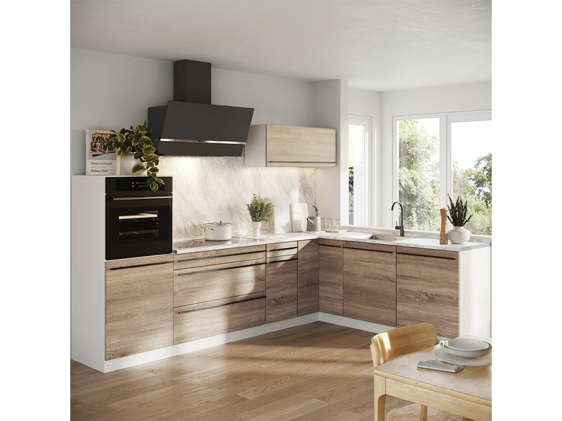 Vicco cuisine en angle, sonomablanc, 287 x cm plan de travail anthracite - Conforama C