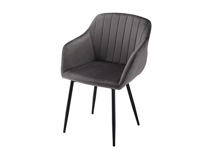 Lot de 6 chaises de salle à manger goeurvant 711 en velours et pieds en métal - gris foncé JOD00711AAD-6 - Conforama R