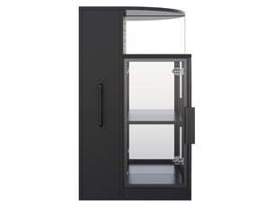 Vitrine en verre avec éclairage led et meuble latéral coulissant noir 64x42x112 cm