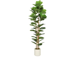 Figuier lyre artificiel 55x55x180 cm, 91 feuilles, tronc en bois, vert