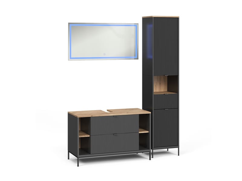  Vicco meubles bain, noirchêne viking, 3 pièces  - Conforama A