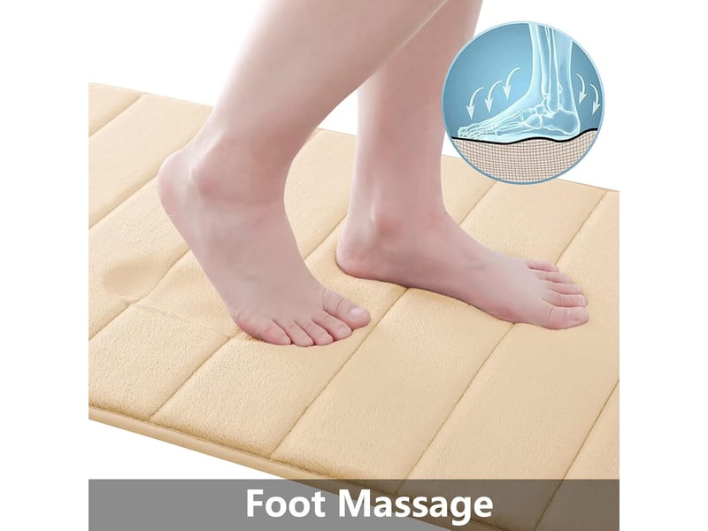  Tapis de bain en mousse à mémoire de forme antidérapant - 16 x 24 pouces - beige  - Conforama E