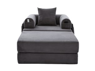 Fauteuil modulaire en velours côtelé - gris foncé - velours côtelé doux - dimensions