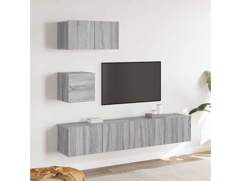  Ensemble de meubles tv 4 pcs sonoma gris bois d'ingénierie shl73256  - Conforama B