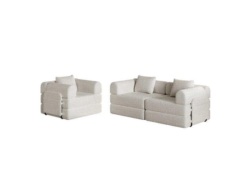  Canapé-lit modenvie 3 places en chenille kaki avec rangement dans l'accoudoir et configurations modulables  - Conforama A