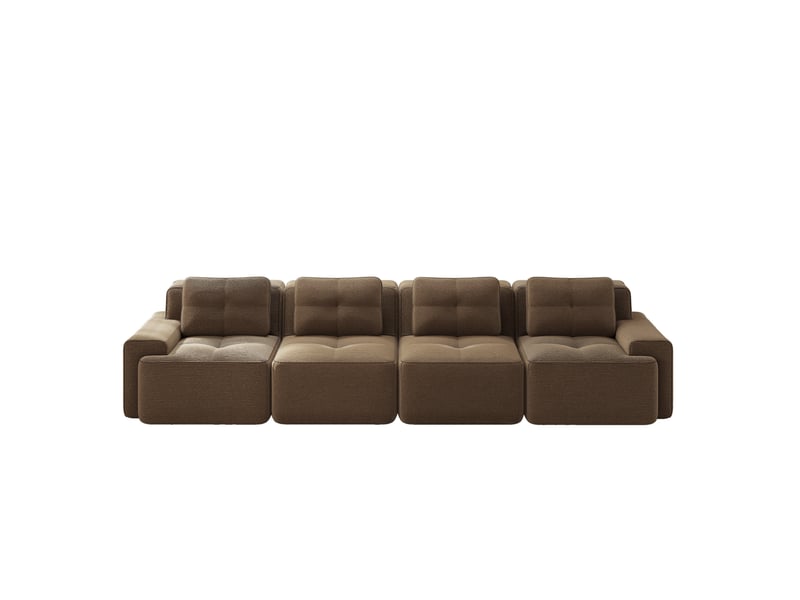 Canapé modulaire 4 places marron en velours côtelé - 382 x 104 x 69 cm - Conforama A