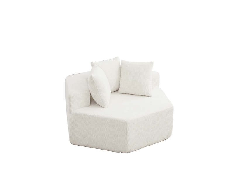  Fauteuil de détente 1 place, hexagonal modulable, chenille beige  - Conforama A