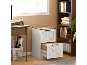 Caisson de bureau avec 2 tiroirs, dossiers suspendus pour formats lettrea4, style rustique, 40x40x71cm, blanc