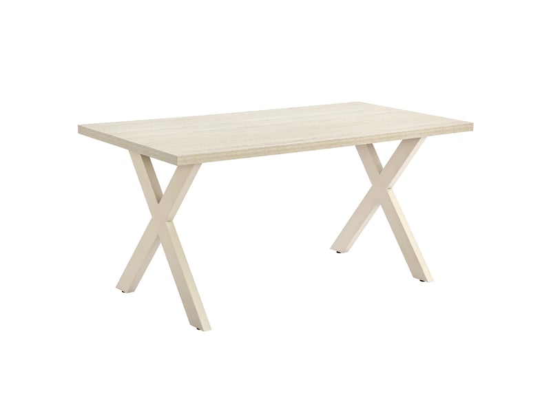  Table de salle à manger rectangulaire - table rectangulaire 160 cm et pieds en x métal - travertin  - Conforama A