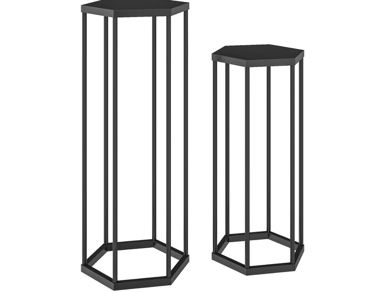 Lot de 2 porte-plantes tcqpz hexagonaux en métal noir 31 x 27 x 75 cm et 28 x 25 x 60 cm pour intérieur et extérieur