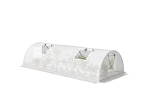 Serre tunnel en aluminium avec fenêtre en filet, résistante aux uv, film plastique, 200 x 80 x 45 cm, blanche