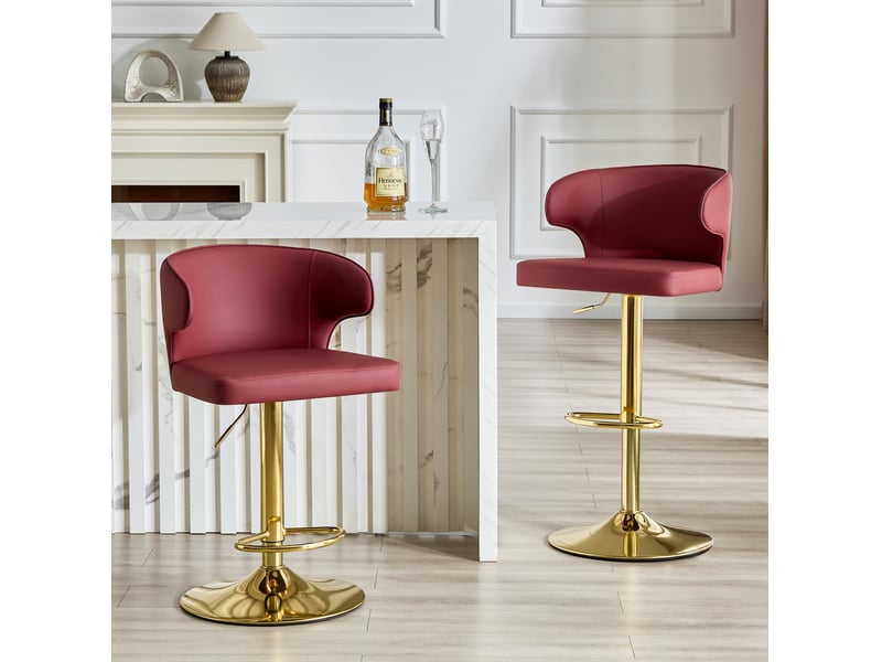  2er set barhocker avec dossier, réglable en hauteur, pivotants à 360°, avec grand pied et repose-pieds, tabouret de bar moderne pour cuisine et bar (uniquement les chaises)  - Conforama C