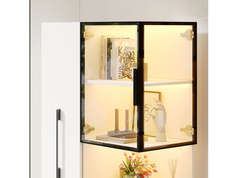  Vitrine 70x38x160 cm led mdf blanc  - Conforama D