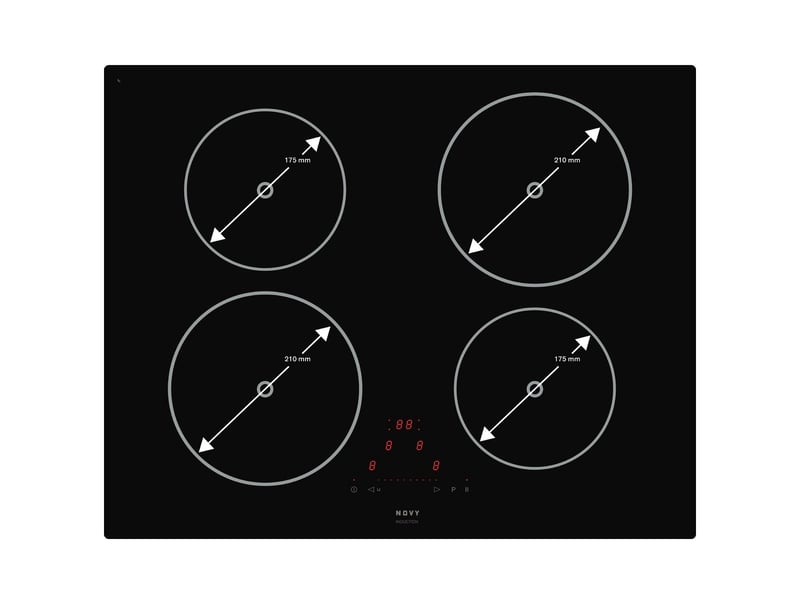 Novy - table de cuisson induction 65cm 4 feux 7400w noir 1753 - 1753 - Conforama B