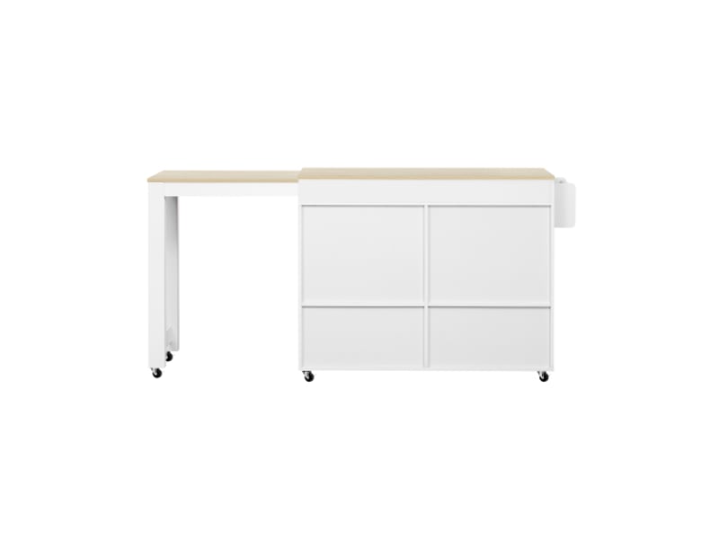  Îlot de cuisine - truxen8 - blanc+naturel - plan extensible - mobile - mdf  - Conforama A