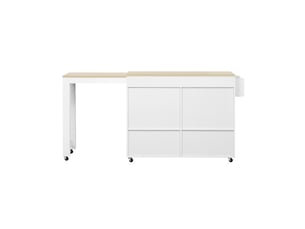 Îlot de cuisine - truxen8 - blanc+naturel - plan extensible - mobile - mdf
