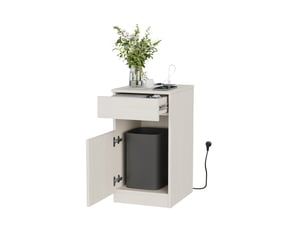 Table de chevet,30x40x61,5 cm,tiroir et charge usb,mdf,blanc effet bois clair
