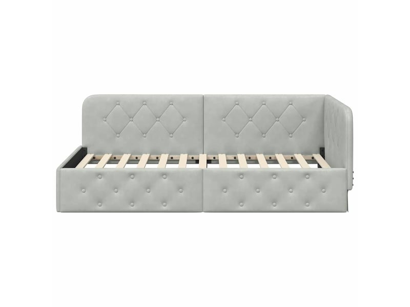  Lit simple- lit adulte -  cadre de lit d'angle gris clair 100 x 200 cm velours  - Conforama D