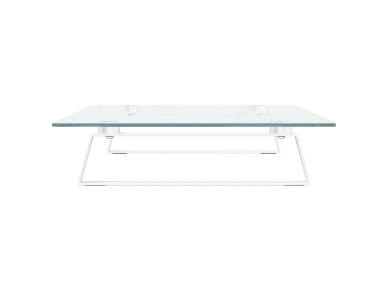  Support de moniteur table meuble bureau 60 x 35 x 8 cm verre trempé et métal blanc 02_0044898  - Conforama C