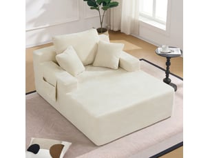 Canapé 1 place 150x110x70 cm avec poches latérales — beige