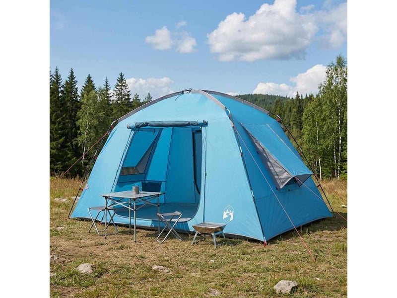 Tente de camping, tente cabane 4 personne bleu polyester - Conforama B