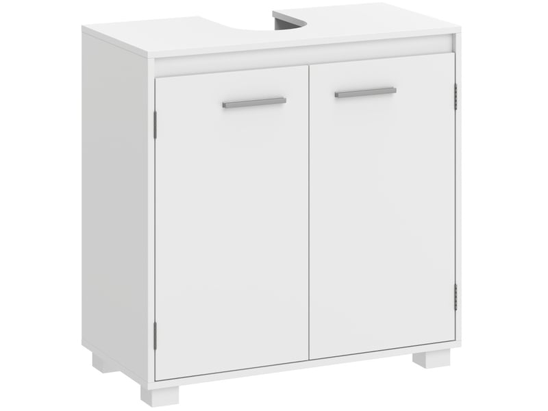  Meuble sous vasque à découpe en u avec 2 portes et étagère réglable pour salle de bain en mdf blanc 60 × 30 × 60 cm  - Conforama A