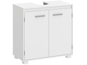 Meuble sous vasque à découpe en u avec 2 portes et étagère réglable pour salle de bain en mdf blanc 60 × 30 × 60 cm